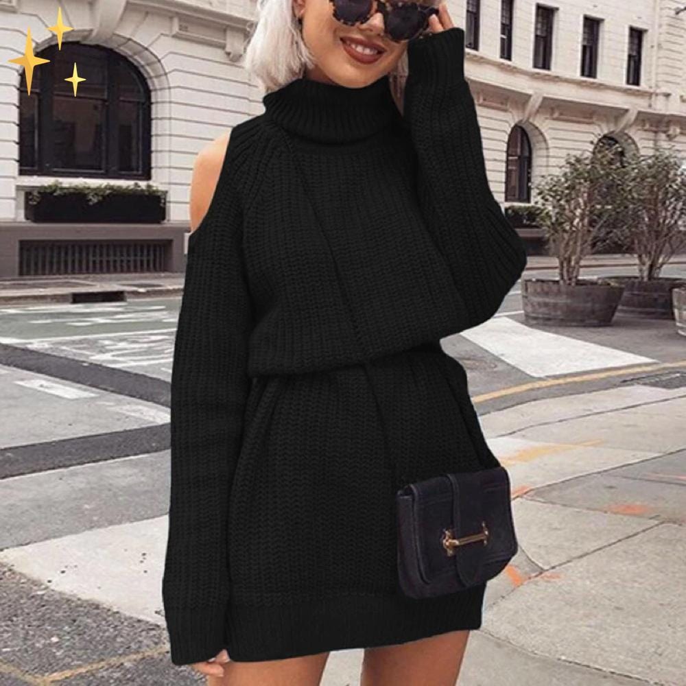 Mirabella Shopping DE 200000373 Schwarz - AUSVERKAUFT / S Mirabella™ Jamie Pullover und Kleid mit offenen Schultern | Modisch, originell und warm