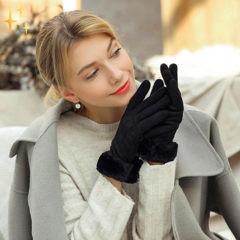 Mirabella Shopping DE 200000394 Schwarz ModernFashion™ Damen Winterhandschuhe mit Touchscreen Fingerspitze | 100% warme Hände