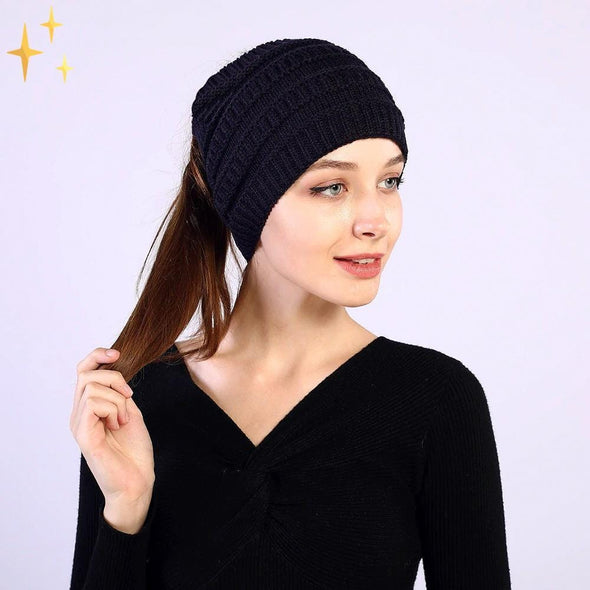 Mirabella Shopping DE 200000447 Schwarz Mirabella™ Winter Ponytail Hat | Ihr Haar immer im Stil und wunderbar warm