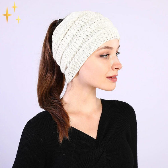 Mirabella Shopping DE 200000447 Weiß Mirabella™ Winter Ponytail Hat | Ihr Haar immer im Stil und wunderbar warm