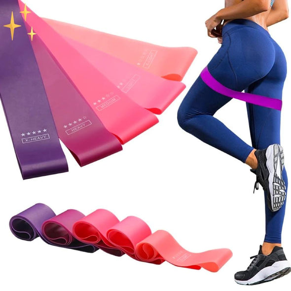Mirabella Shopping DE 200001973 Kompletter Satz von 5 Reifen (3 GRATIS!) Powerful Pink™ Resistance Bands | Fit und gesund bleiben im Wohnzimmer