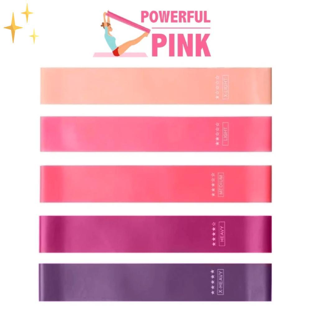 Mirabella Shopping DE 200001973 Kompletter Satz von 5 Reifen (3 GRATIS!) Powerful Pink™ Resistance Bands | Fit und gesund bleiben im Wohnzimmer