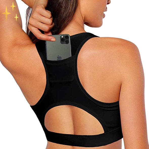 Mirabella Shopping DE 200003627 Schwarz / S / 70% RABATT Mirabella™ Ruby Sport-BH mit Handyfach | Kein schweres Handy mehr in der Hand beim Joggen