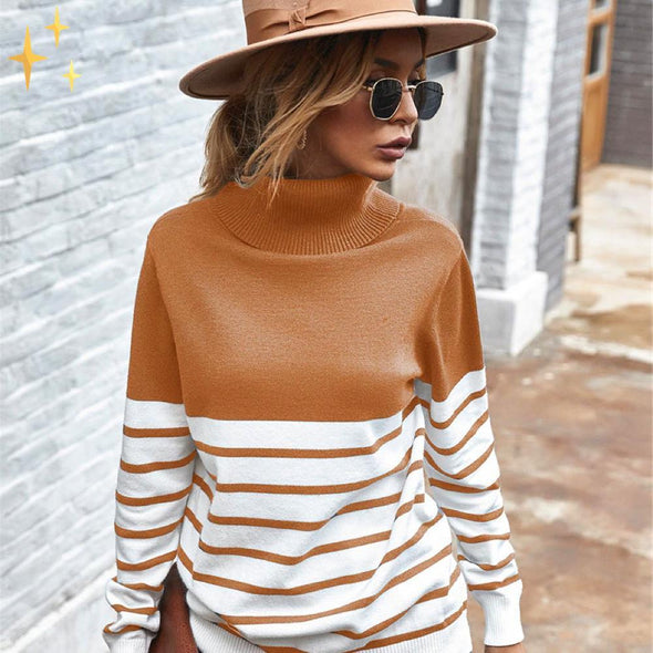 Mirabella Shopping DE 201240203 Braun (Tagesangebot: 50% RABATT) / S Mirabella™ Isabella Turtleneck Stripes Sweater | Kompletter Schutz vor Kälte