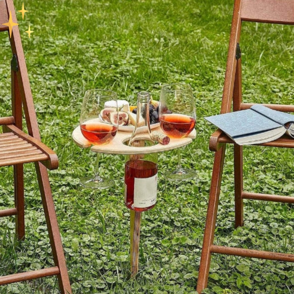 Mirabella Shopping DE 37042002 50% RABATT WineTime ™ Faltbarer Weintisch für den Außenbereich | Köstlicher Wein, wo immer Sie ihn wollen!