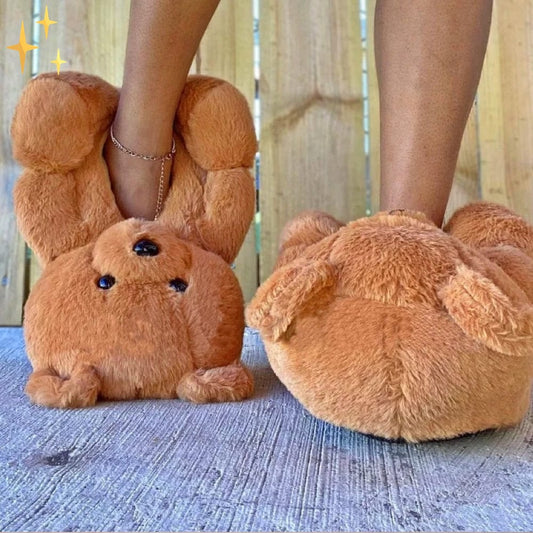Mirabella Shopping DE 50 % RABATT / Braun CosyHome™ Teddybär-Pantoffeln | Keine kalten Füße mehr und gleichzeitig super süß aussehen