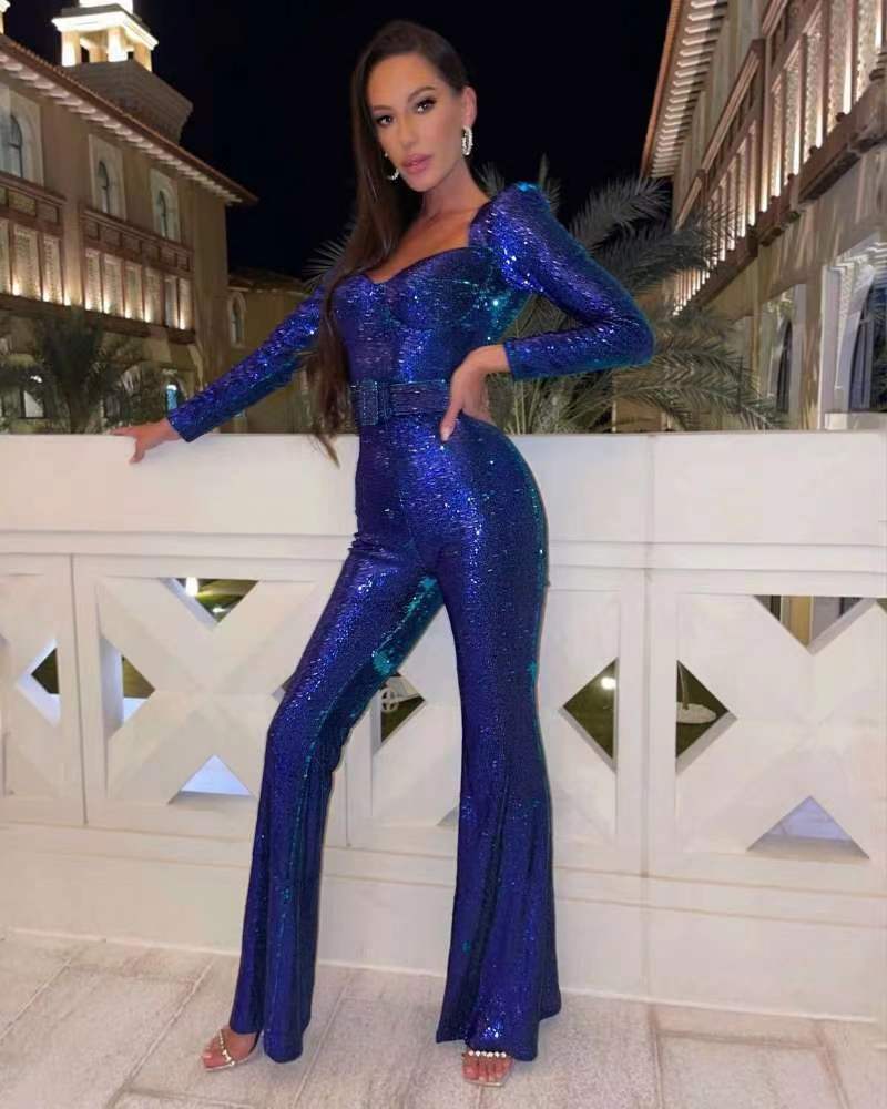 Sophie - Pailletten-Overall mit Gürtel