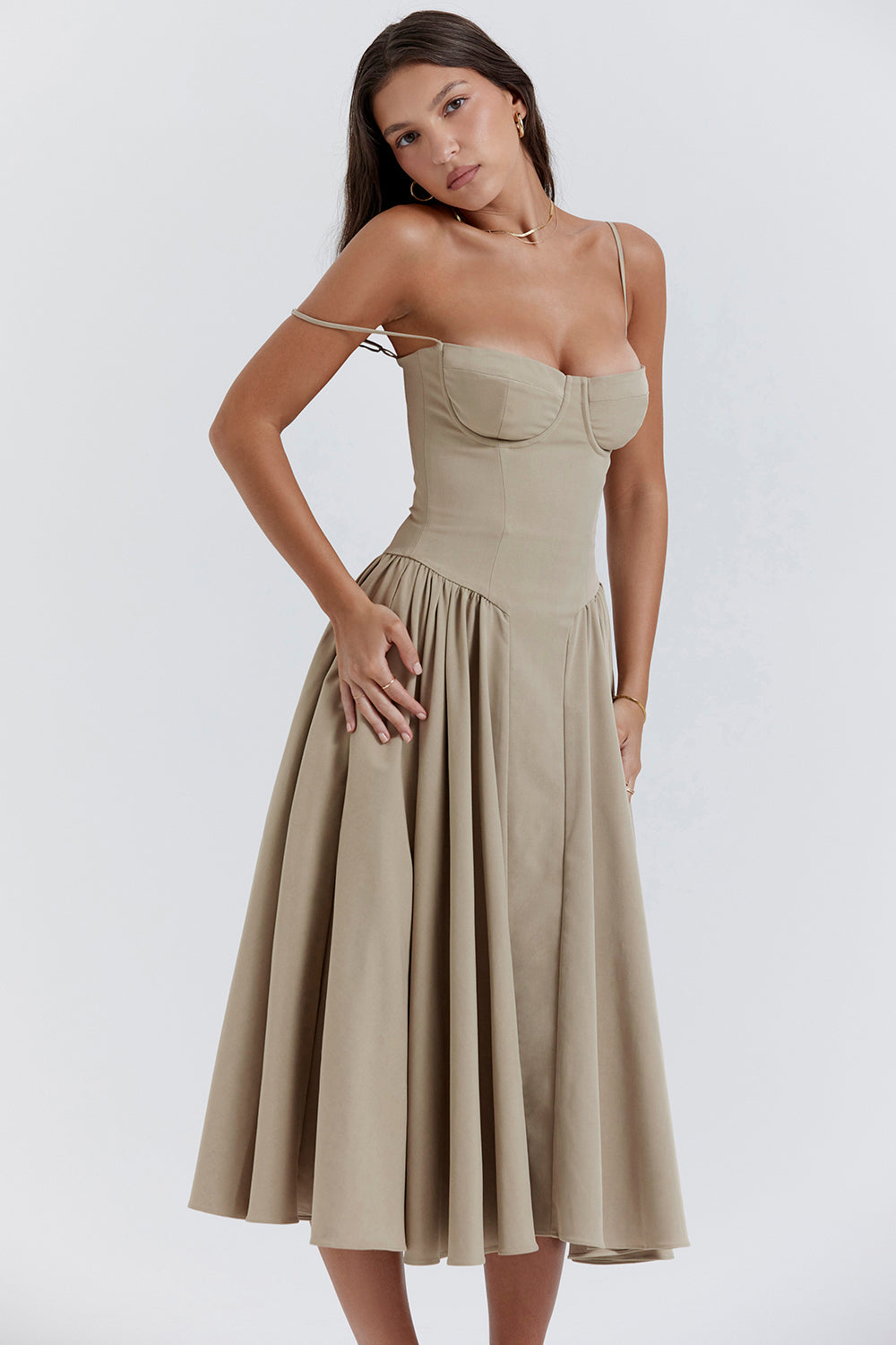 Brantley - Midikleid mit Twill-Korsett