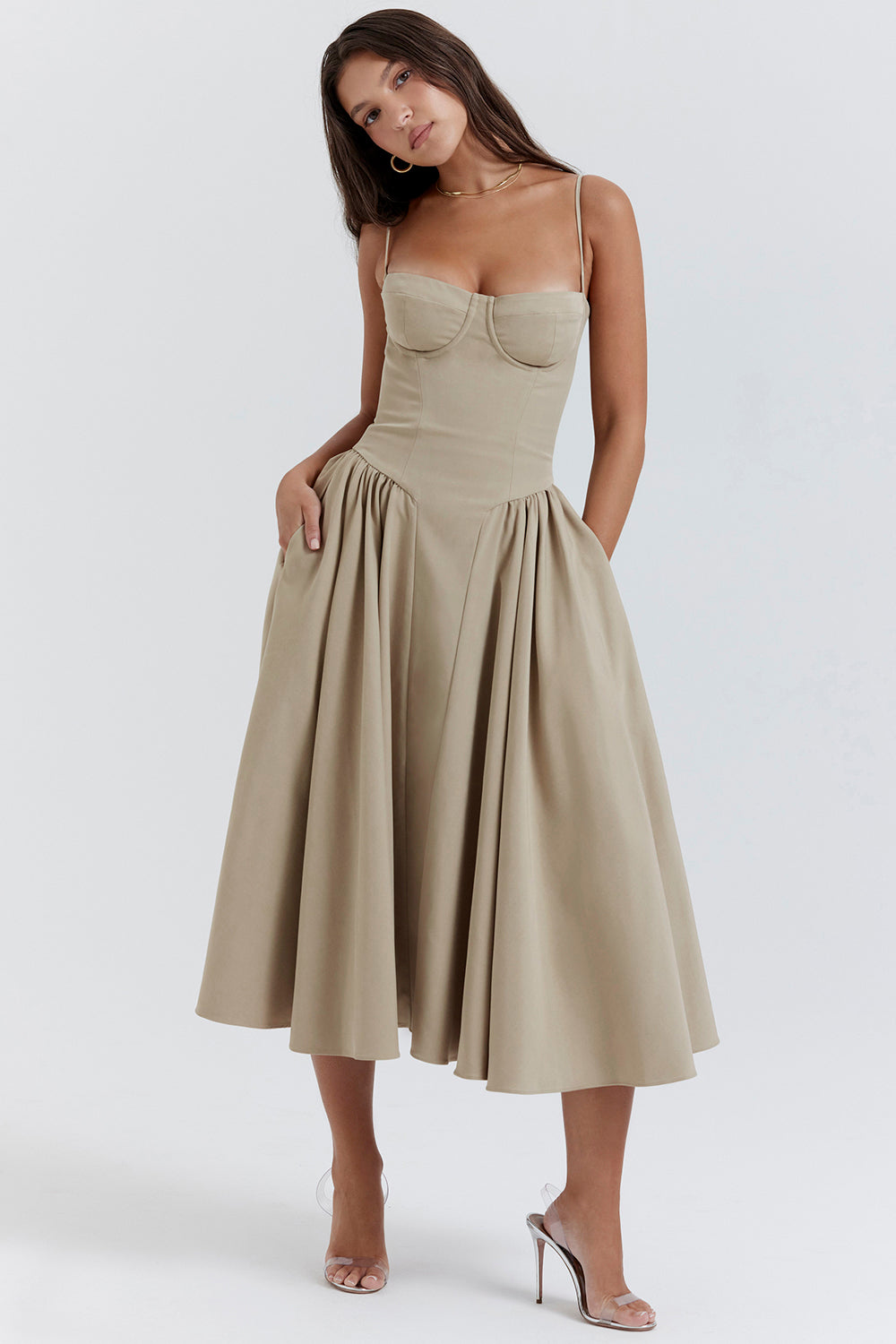 Brantley - Midikleid mit Twill-Korsett