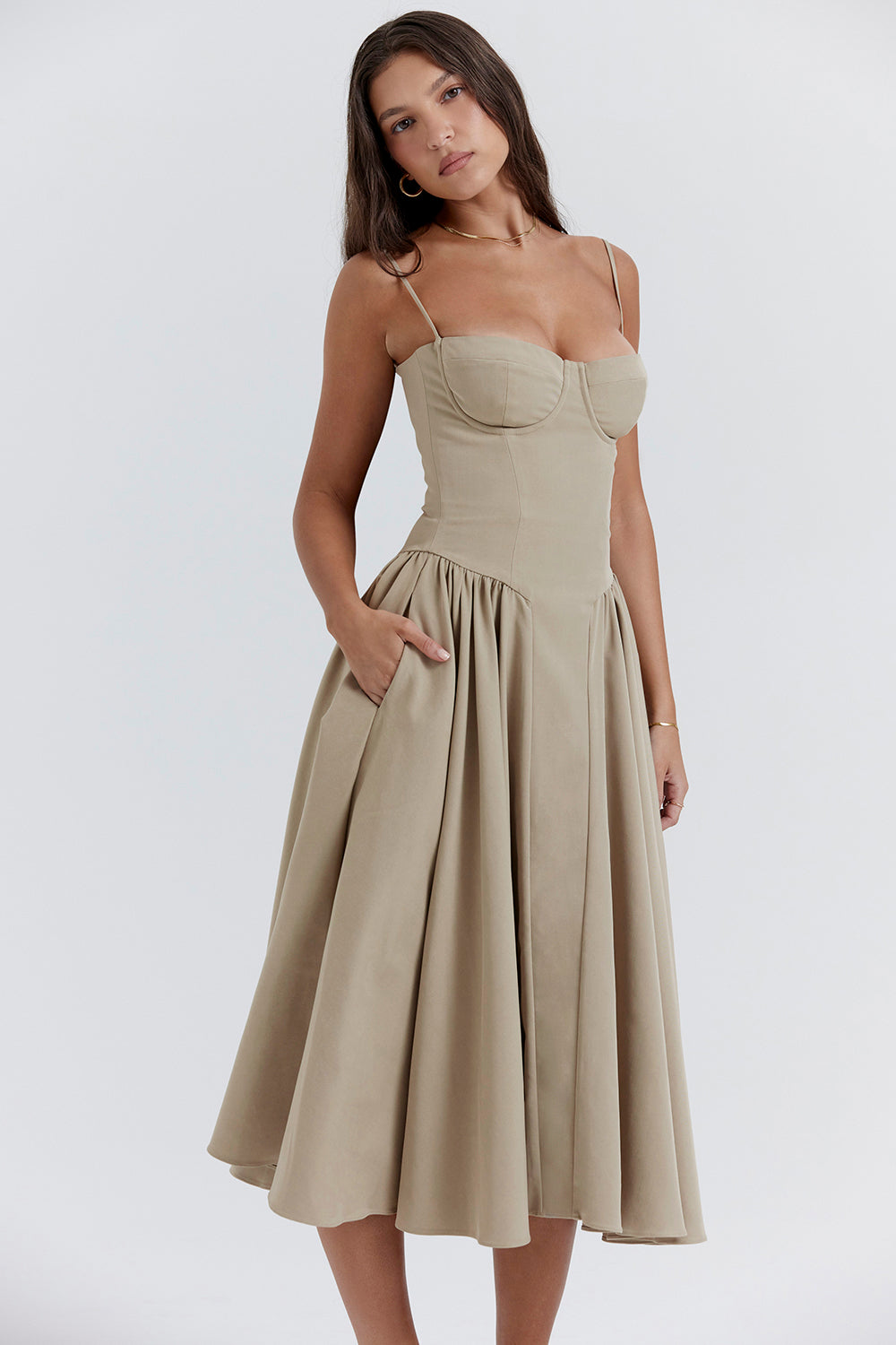 Brantley - Midikleid mit Twill-Korsett