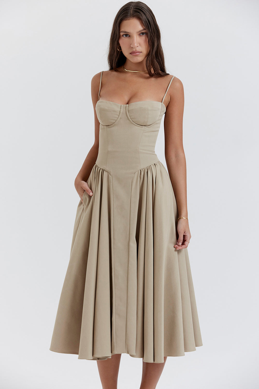 Brantley - Midikleid mit Twill-Korsett