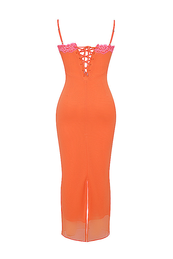 Brielle - Maxikleid in Flammenorange