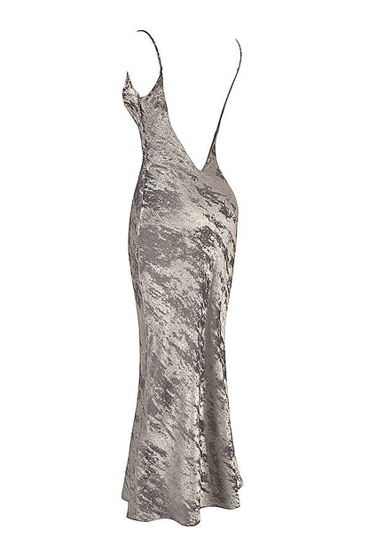 Magdalena - zinnfarbenes Maxikleid aus Satin