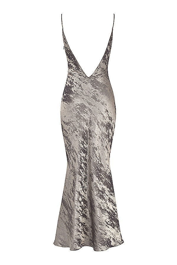 Magdalena - zinnfarbenes Maxikleid aus Satin