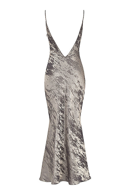 Magdalena - zinnfarbenes Maxikleid aus Satin