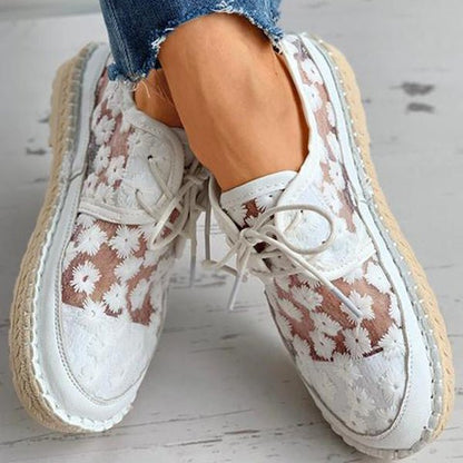 Juniper - Orthopädische stylische leichte luftige Turnschuhe mit Schnürsenkeln und transparentem Blumenmuster