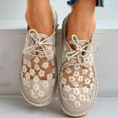 Juniper - Orthopädische stylische leichte luftige Turnschuhe mit Schnürsenkeln und transparentem Blumenmuster