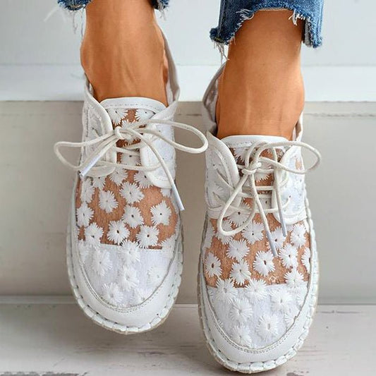 Juniper - Orthopädische stylische leichte luftige Turnschuhe mit Schnürsenkeln und transparentem Blumenmuster