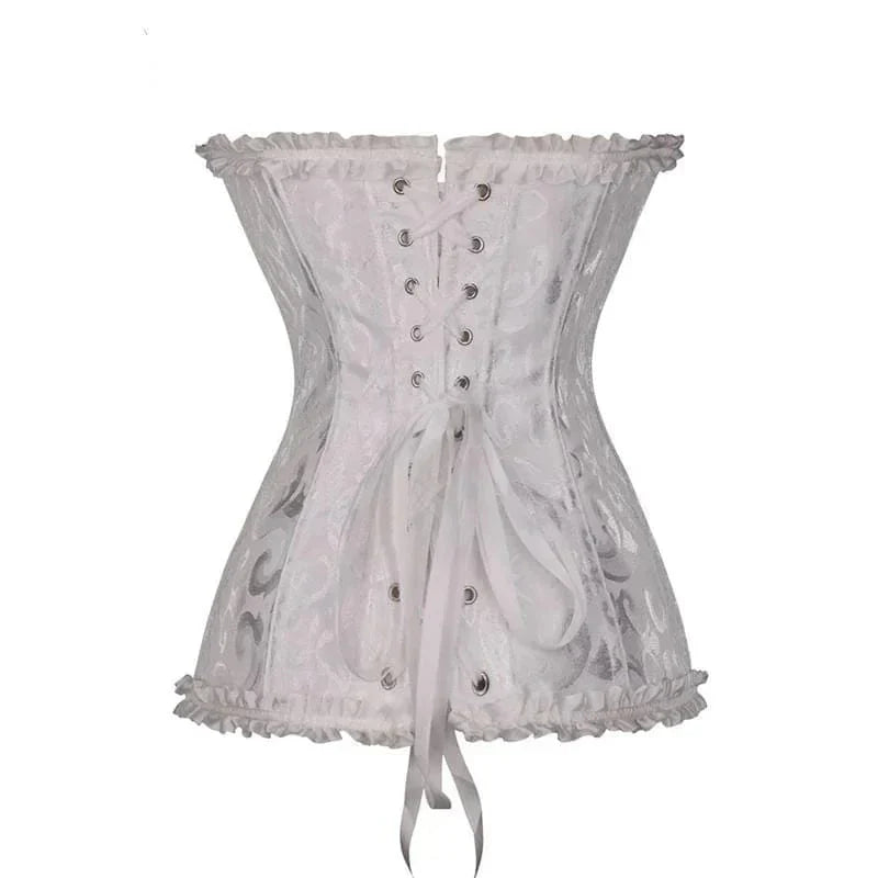 Mira - Burlesque Spitze Feminine Detail Korsett mit Rüschen und Schleife