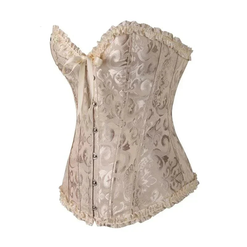Mira - Burlesque Spitze Feminine Detail Korsett mit Rüschen und Schleife