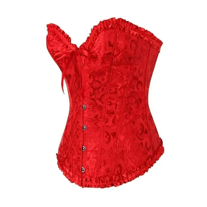 Mira - Burlesque Spitze Feminine Detail Korsett mit Rüschen und Schleife