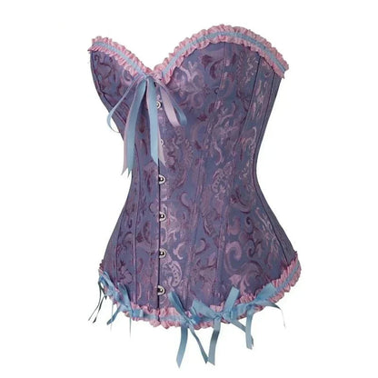Mira - Burlesque Spitze Feminine Detail Korsett mit Rüschen und Schleife