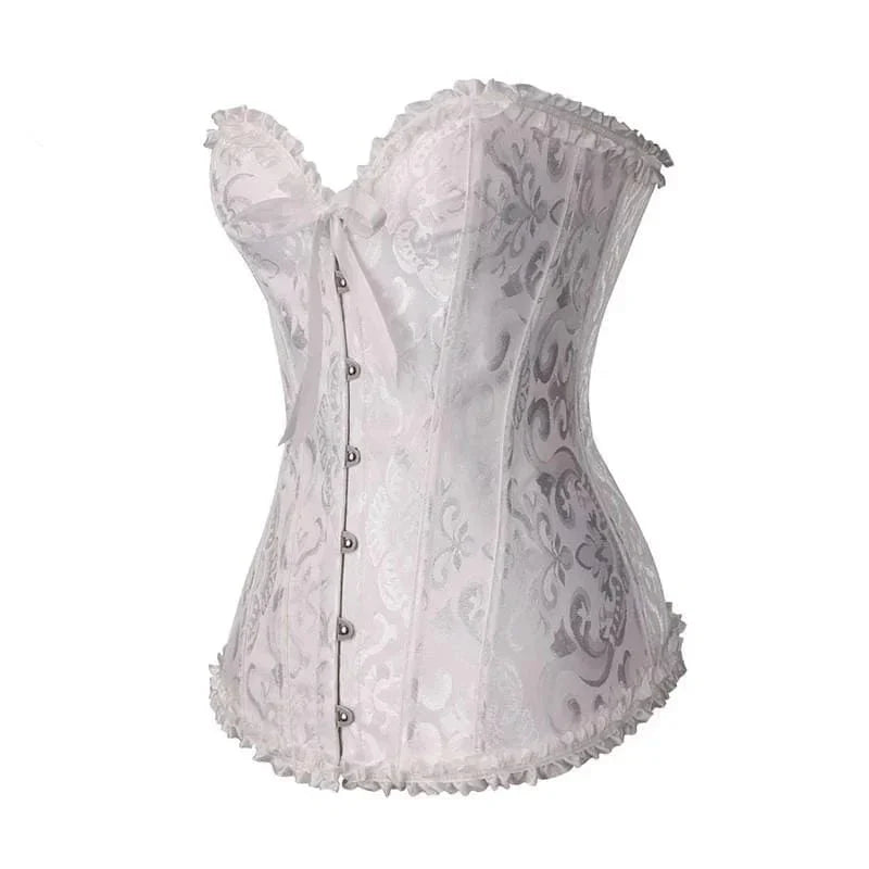 Mira - Burlesque Spitze Feminine Detail Korsett mit Rüschen und Schleife