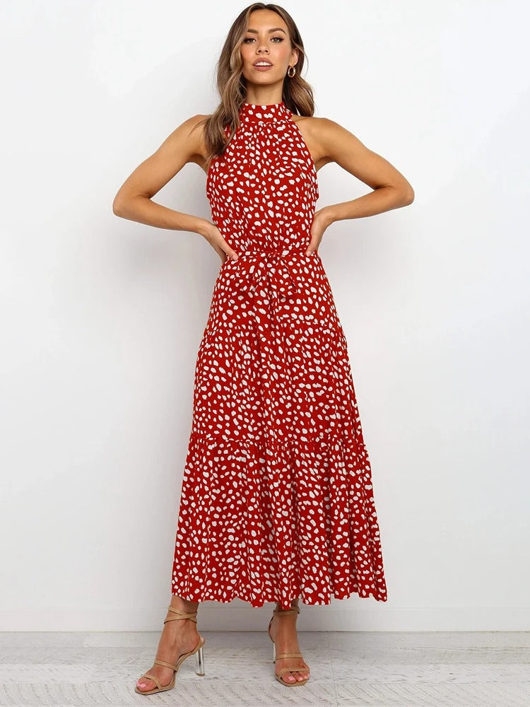 Elfleda - Langes Sommerkleid mit Polka Dot Muster