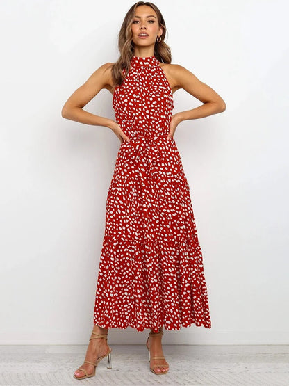 Elfleda - Langes Sommerkleid mit Polka Dot Muster