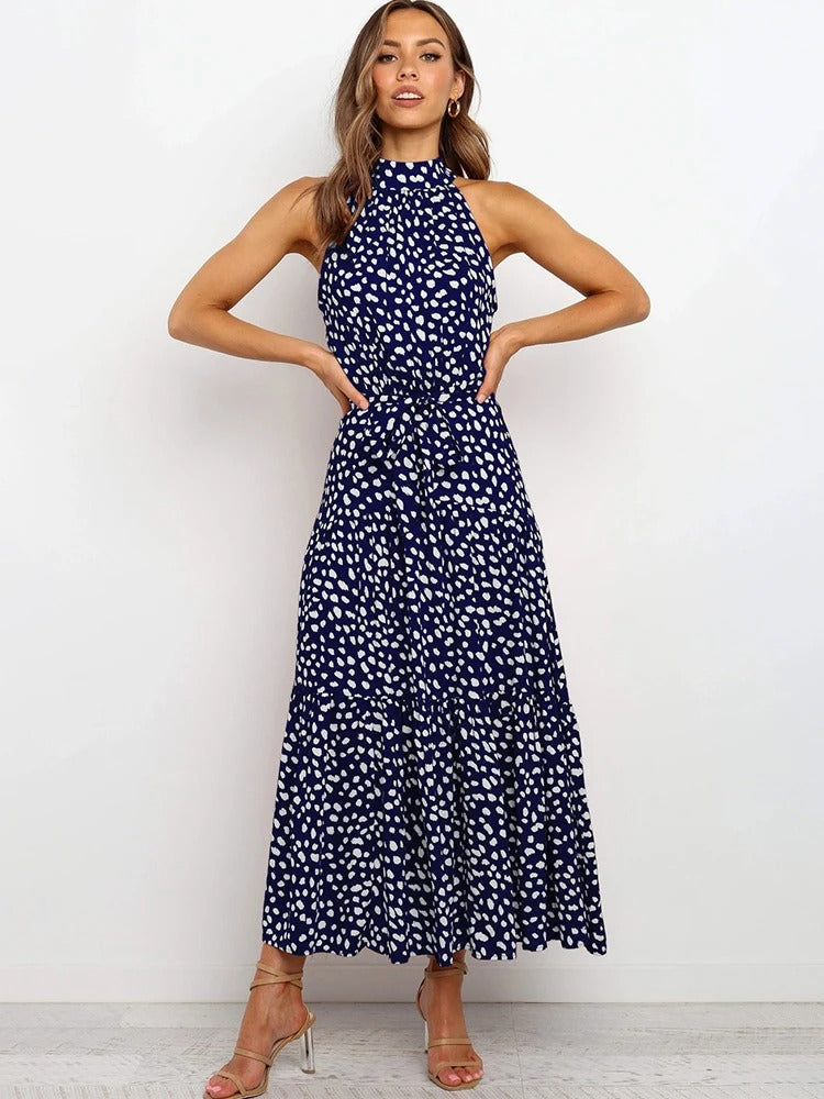 Elfleda - Langes Sommerkleid mit Polka Dot Muster