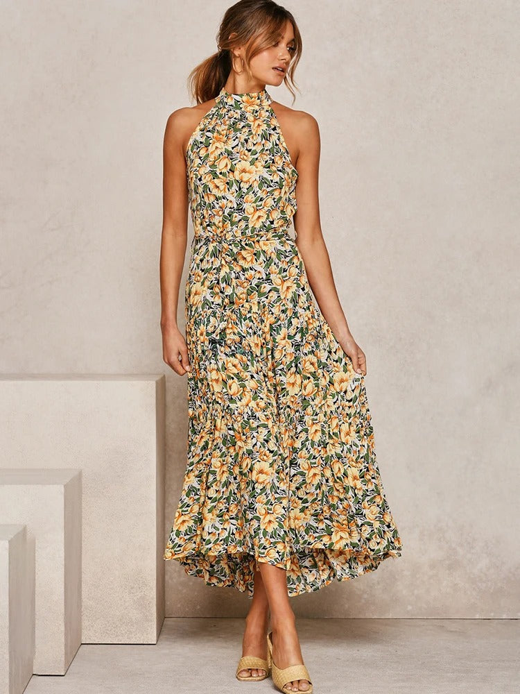 Elfleda - Langes Sommerkleid mit Polka Dot Muster