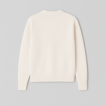 PARIS Strickpullover mit Herz und Buchstabe A - Unisex, Rundhalsausschnitt, Uni-Farben