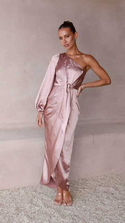 Isabella - Elegantes One-Shoulder-Kleid mit Schleife an der Taille