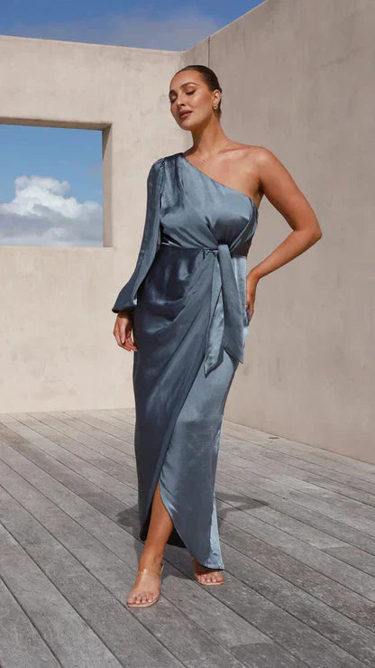 Isabella - Elegantes One-Shoulder-Kleid mit Schleife an der Taille