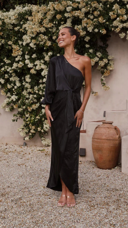 Isabella - Elegantes One-Shoulder-Kleid mit Schleife an der Taille