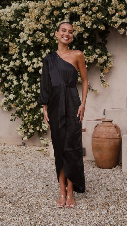 Isabella - Elegantes One-Shoulder-Kleid mit Schleife an der Taille