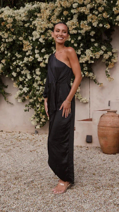 Isabella - Elegantes One-Shoulder-Kleid mit Schleife an der Taille